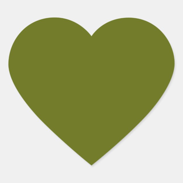 Olive Green Heart Sticker (Front)