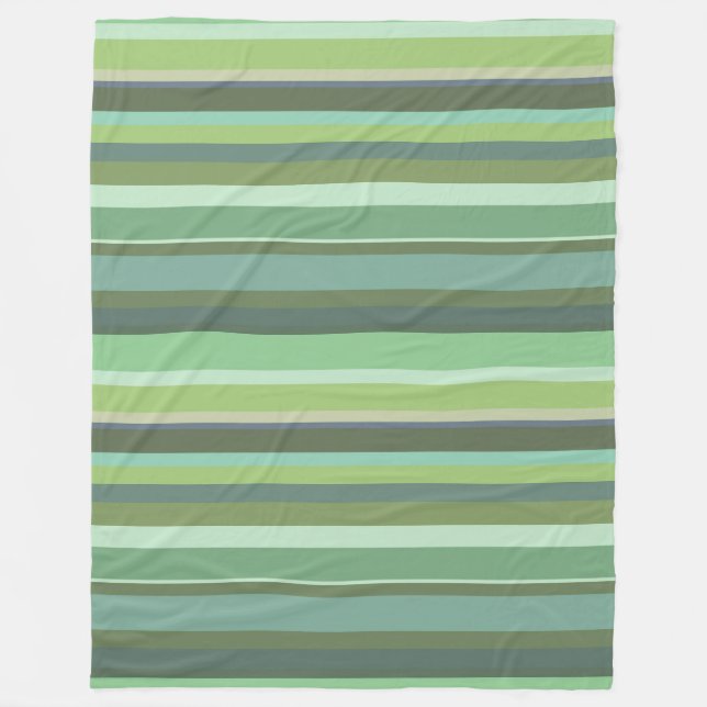 Olive green horizontal stripes fleece blanket (Front)