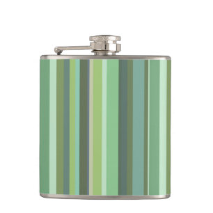 Olive green horizontal stripes hip flask