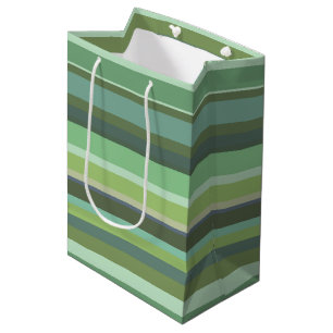 Olive green horizontal stripes medium gift bag