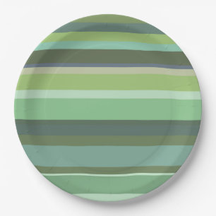 Olive green horizontal stripes paper plate
