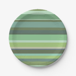 Olive green horizontal stripes paper plate