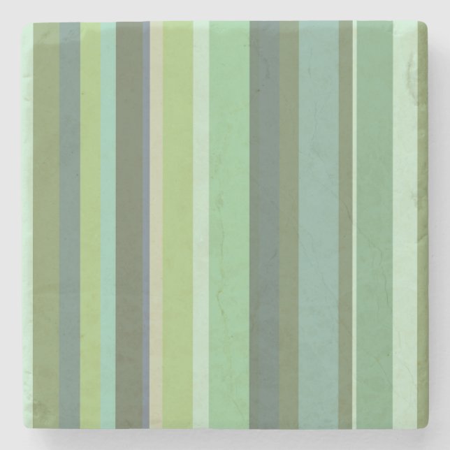 Olive green horizontal stripes stone coaster (Front)