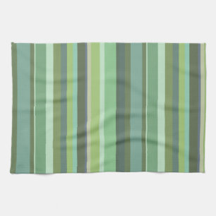 Olive green horizontal stripes tea towel