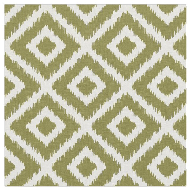 Olive Green Ikat Diamonds Fabric (Close Up)