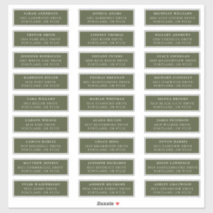 Olive Green   Individual Guest Address Labels