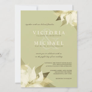 Olive Green Ivory Floral Wedding Invitations