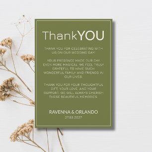 Olive Green Ivory Old Money Modern Thank You Card