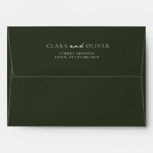 Olive Green Ivory Script Wedding Return Address