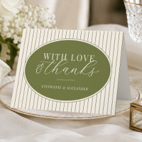 Olive Green & Ivory Stripes Oval Old Money Wedding
