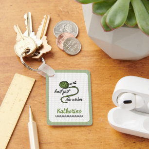 Olive Green Knit Fast, Die Warm Key Ring