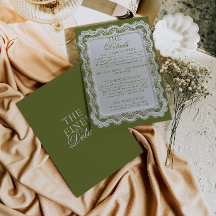 Olive Green Lace Doily Old Money Wedding Details