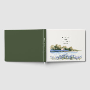 Olive Green Lavender Provence Lake Wedding Guest Book