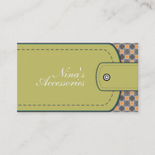 Olive green leather look and pattern modern coral business card