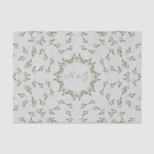 Olive Green Leaves Natural Oatmeal Rustic Wedding Tissue Paper