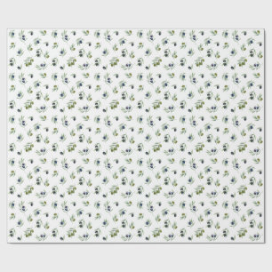 Olive Green Leaves Watercolor Floral Pattern Wrapping Paper