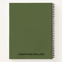 Olive Green Left-Handed Personalised Name Notebook