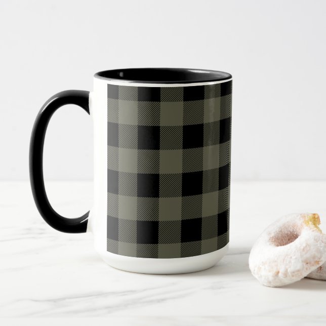 Olive Green Lumberjack Plaid | Choose Your Style Mug (With Donut)