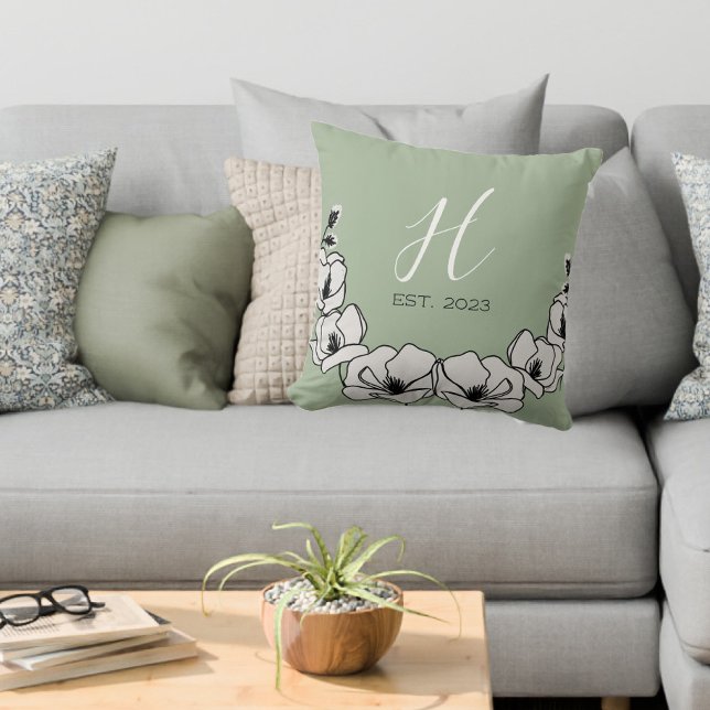 Olive Green Magnolia Flower Custom Cushion (Creator Uploaded)