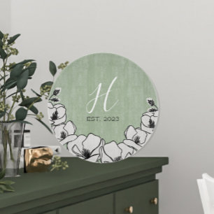 Olive Green Magnolia Flower Custom  Cutting Board