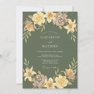 Olive Green Majestic Nature Wedding Invitation