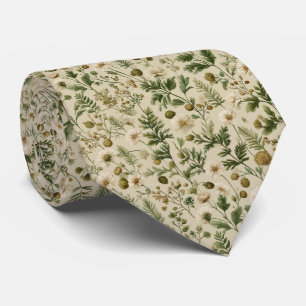 Olive Green Meadow Wildflower Personalised Wedding Tie