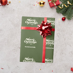 Olive green Merry Christmas favor Wrapping Paper