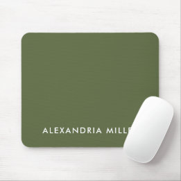 Olive Green Minimalist Monogram Mouse Mat