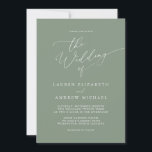 Olive Green Minimalist Wedding Invitation<br><div class="desc">Beautiful olive green minimalist wedding invitation. Fully customisable with names,  dates,  location and colours to match your wedding theme.</div>