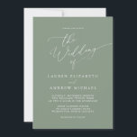 Olive Green Minimalist Wedding Invitation<br><div class="desc">Beautiful olive green minimalist wedding invitation. Fully customisable with names,  dates,  location and colours to match your wedding theme.</div>