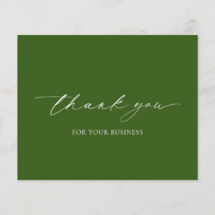 Olive Green Modern Budget Business Thank You Card