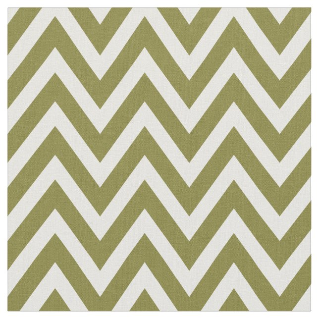 Olive Green Modern Chevron Stripes Fabric (Close Up)
