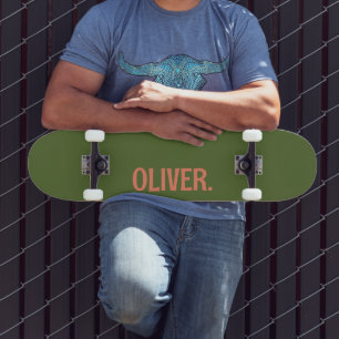 Olive Green Modern Name   Classic Trendy  Skateboard