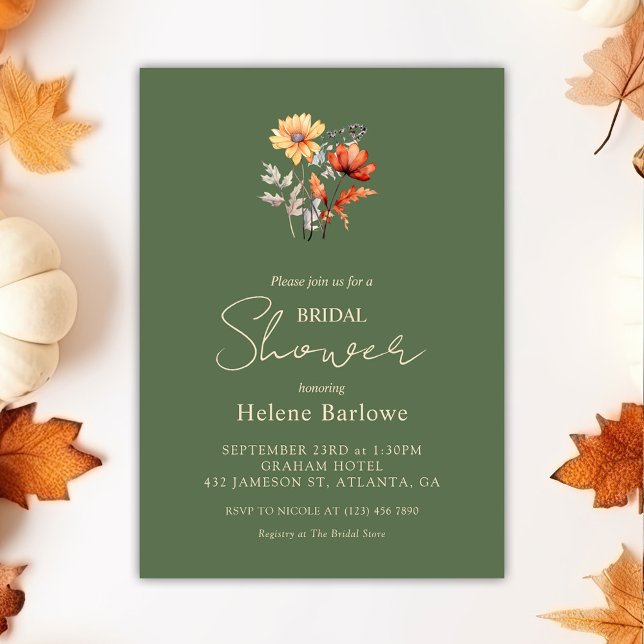 Olive Green Modern Rustic Bridal Shower Invitation (Olive Green Modern Rustic Bridal Shower Invitation)