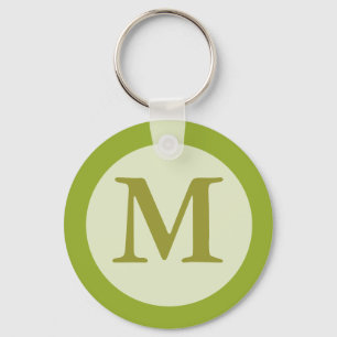 olive green monogram key ring