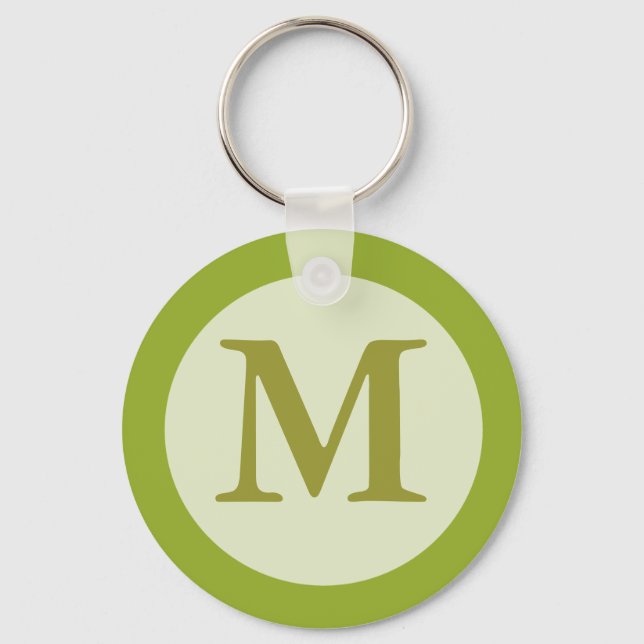 olive green monogram key ring (Front)