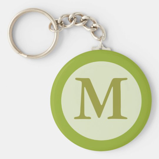 olive green monogram key ring