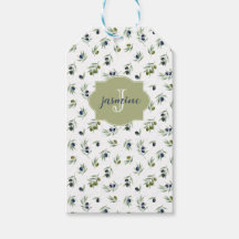Olive Green Monogram Name Watercolor Chic Pattern