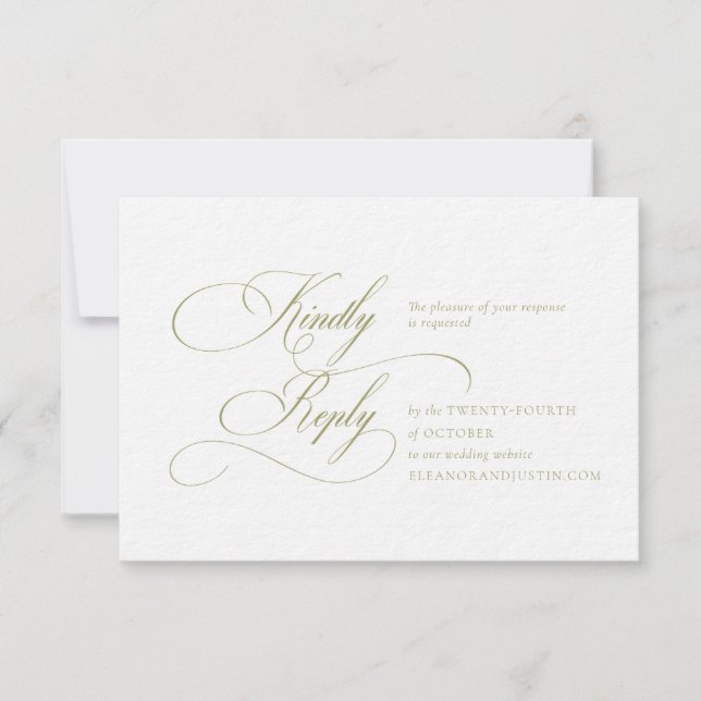 Olive Green Monogram Wedding RSVP Card (Front)