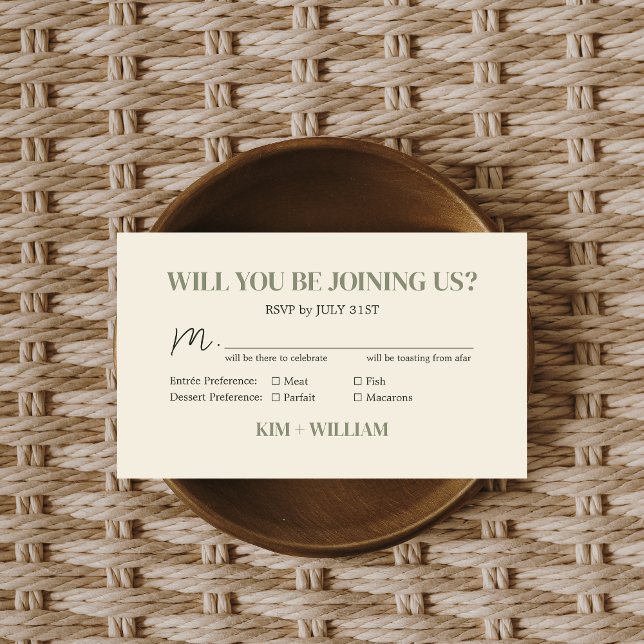 Olive Green Monogram Wedding RSVP Enclosure Card (Olive Green Monogram Wedding RSVP Card)
