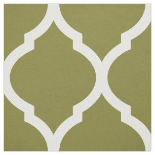 Olive Green Moroccan Quatrefoil Large Scale Fabric