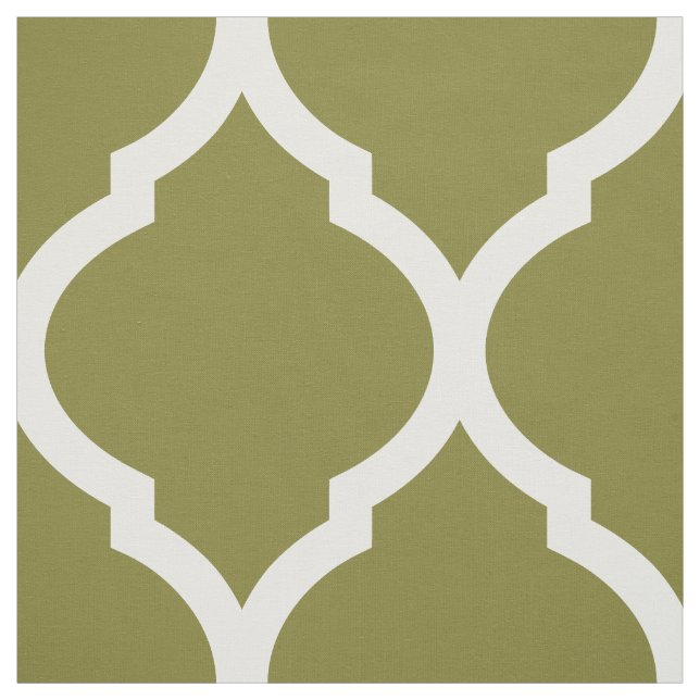 Olive Green Moroccan Quatrefoil Large Scale Fabric (Swatch)