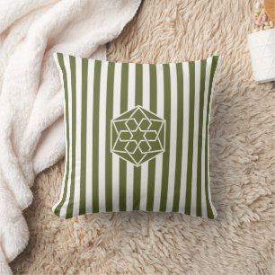 Olive Green Moroccan Zellige Flower Symbol Cushion