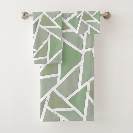 Olive green mosaic pattern bath towel set Zazzle.co.uk