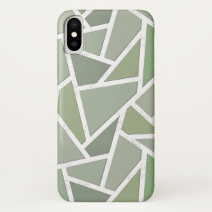 Olive green mosaic pattern iPhone x case
