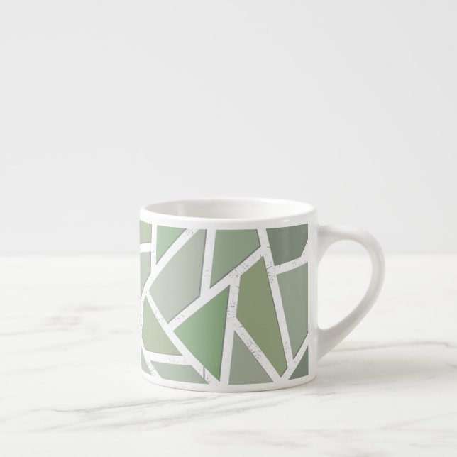 Olive green mosaic pattern espresso cup (Right)