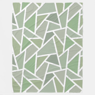 Olive green mosaic pattern fleece blanket