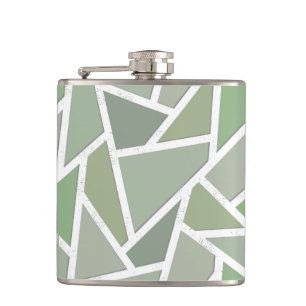 Olive green mosaic pattern hip flask