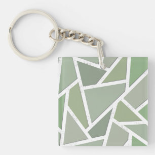 Olive green mosaic pattern key ring