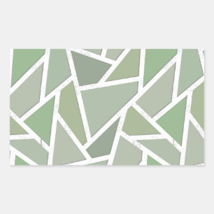 Olive green mosaic pattern rectangular sticker